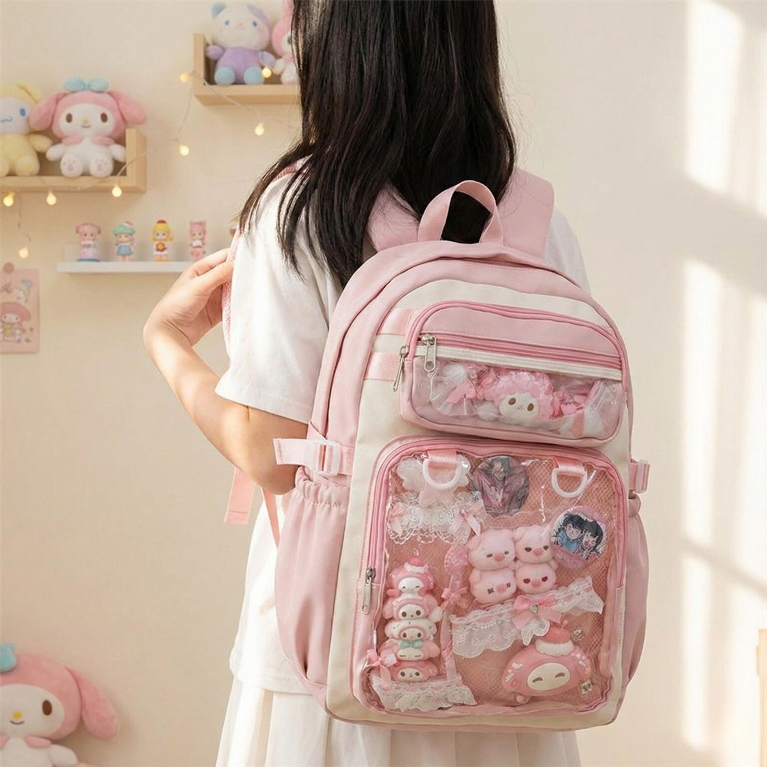 Pastel Kawaii Ita Backpack for Plushies and Pins Pastel Kawaii Ita Backpack for Plushies and Pins — ita backpack detail view