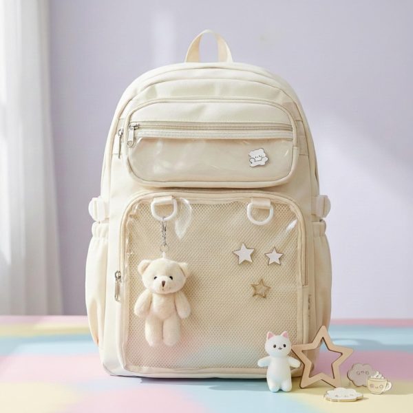 Pastel Kawaii Ita Backpack for Plushies and Pins — ita backpack detail view