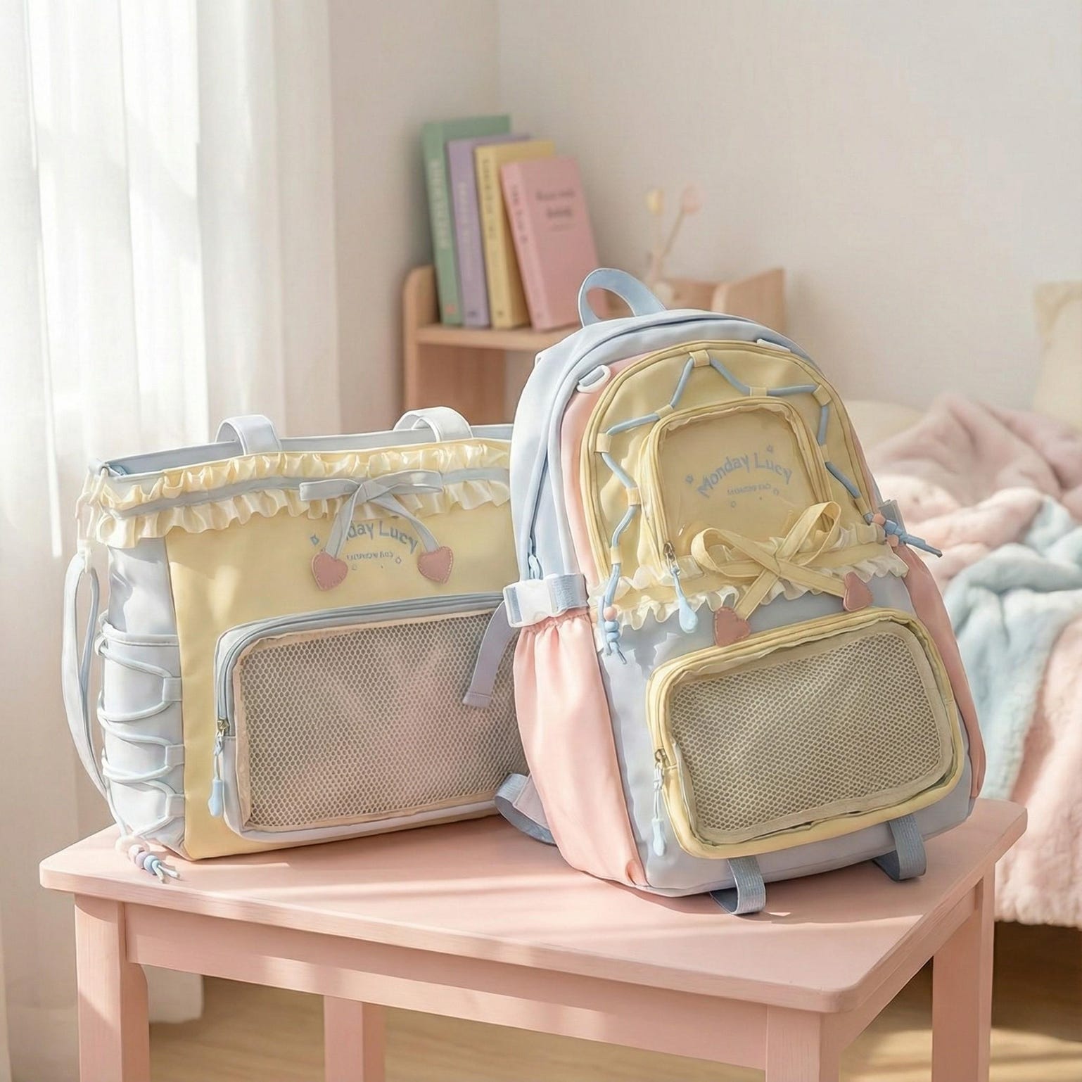 Pastel Kawaii Ita Backpack for Plushies and Pins Pastel Kawaii Ita Backpack for Plushies and Pins — ita backpack detail view