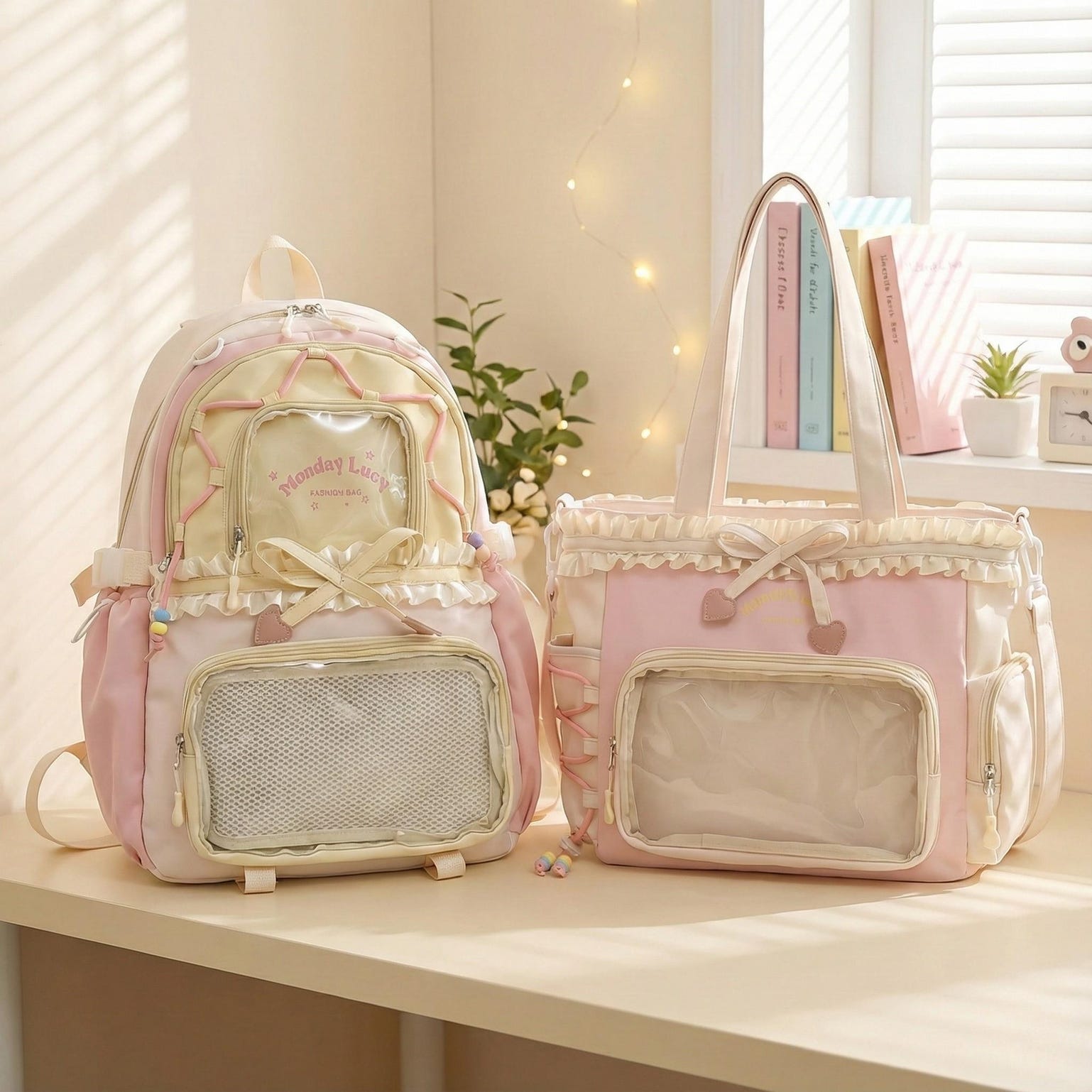 Pastel Kawaii Ita Backpack for Plushies and Pins Pastel Kawaii Ita Backpack for Plushies and Pins — ita backpack detail view