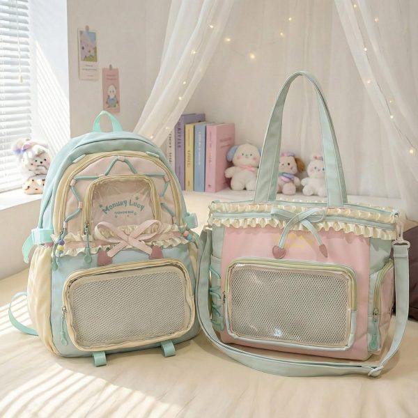 Pastel Kawaii Ita Backpack for Plushies and Pins — ita backpack with clear display window