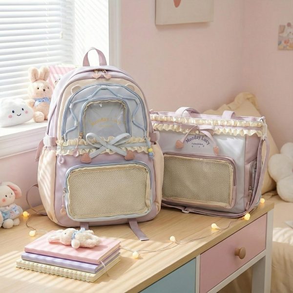 Pastel Kawaii Ita Backpack for Plushies and Pins — ita backpack detail view