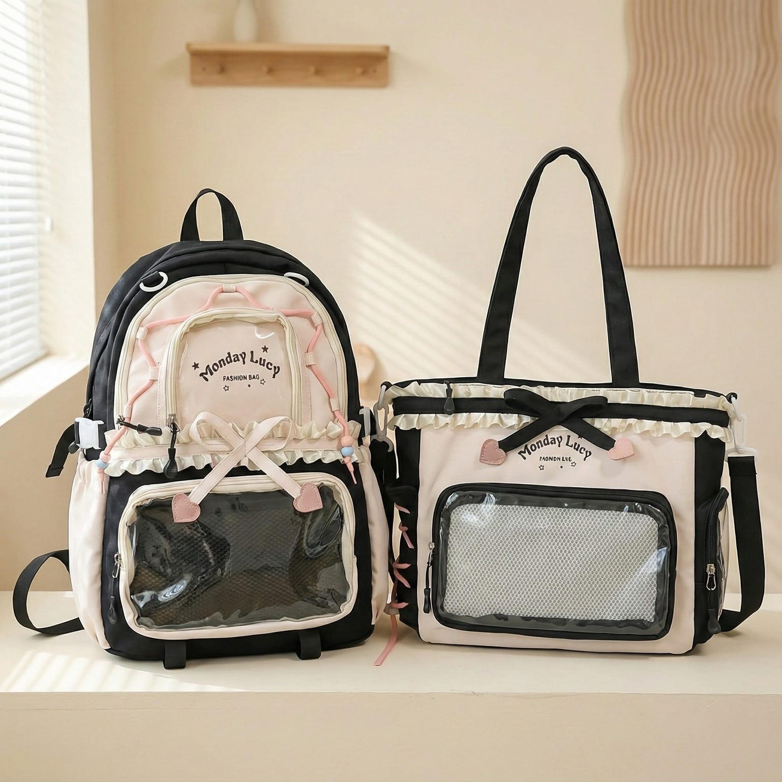 Pastel Kawaii Ita Backpack for Plushies and Pins Pastel Kawaii Ita Backpack for Plushies and Pins — ita backpack detail view