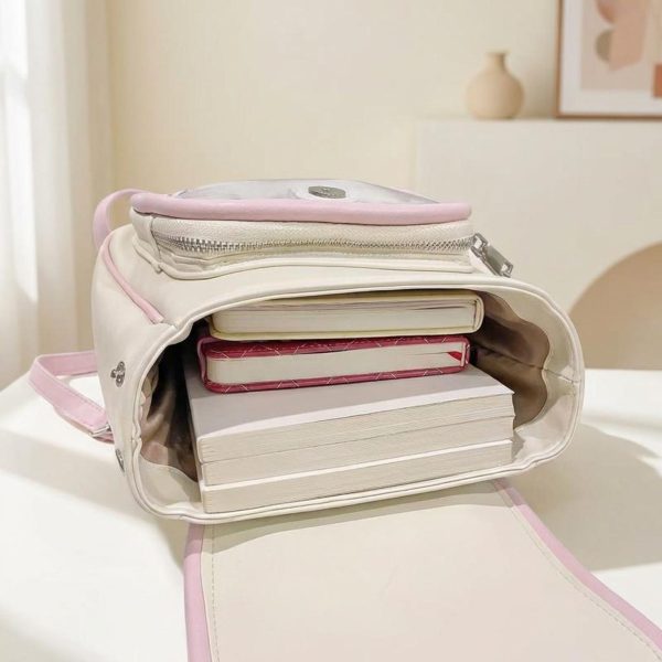 Pastel Kawaii Ita Backpack with Clear Window for Photocards and Pins — ita backpack detail view
