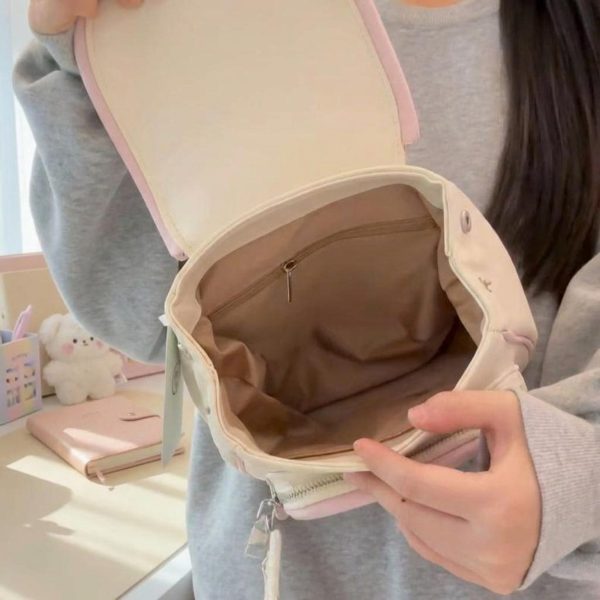 Pastel Kawaii Ita Backpack with Clear Window for Photocards and Pins — ita backpack detail view