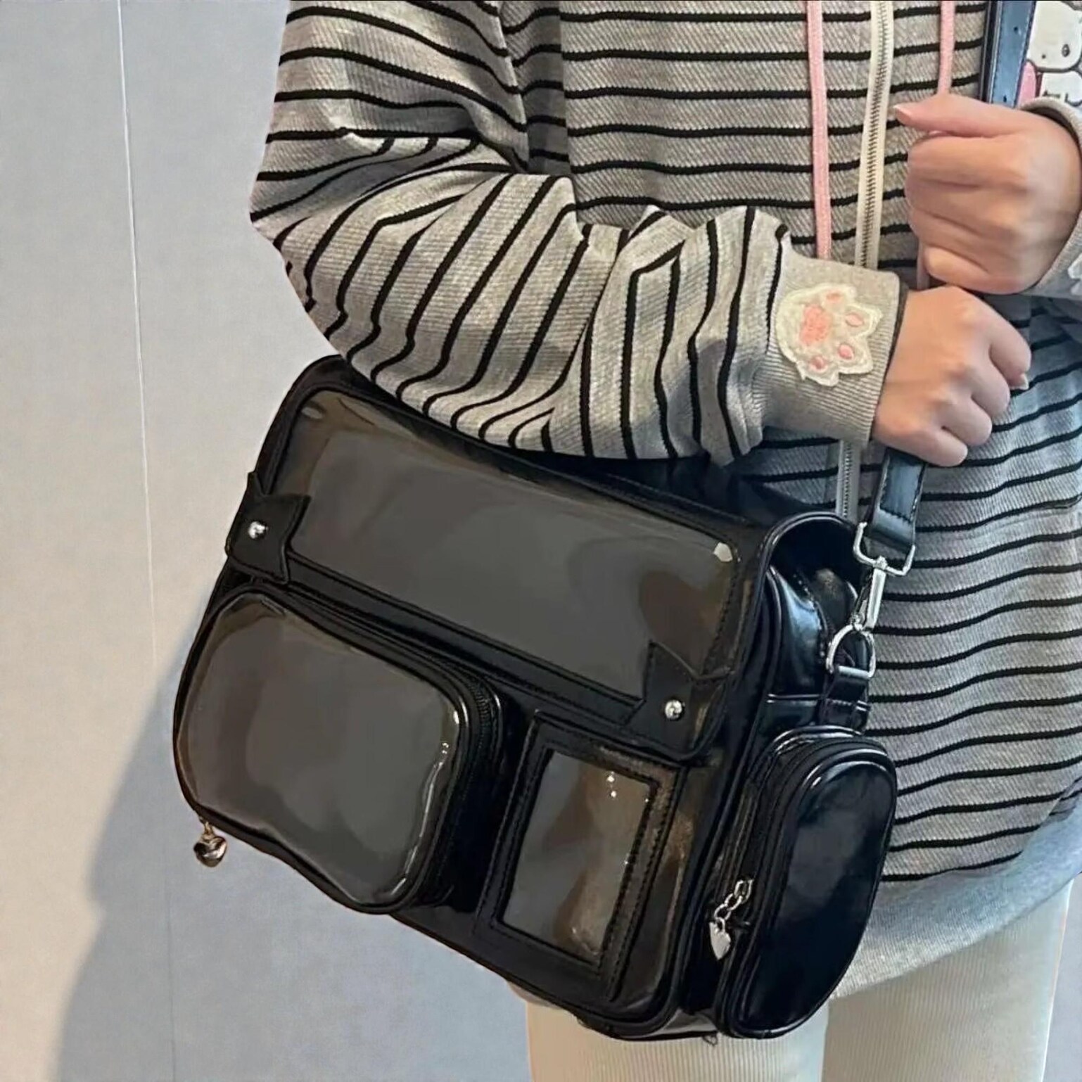Pastel Kawaii Ita Backpack with Clear Window for Plushies and Pins Pastel Kawaii Ita Backpack with Clear Window for Plushies and Pins — ita backpack detail view