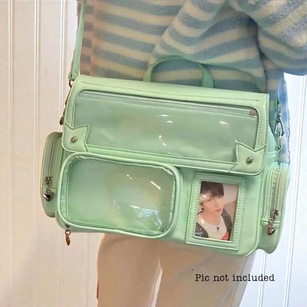 Pastel Kawaii Ita Backpack with Clear Window for Plushies and Pins — ita backpack detail view