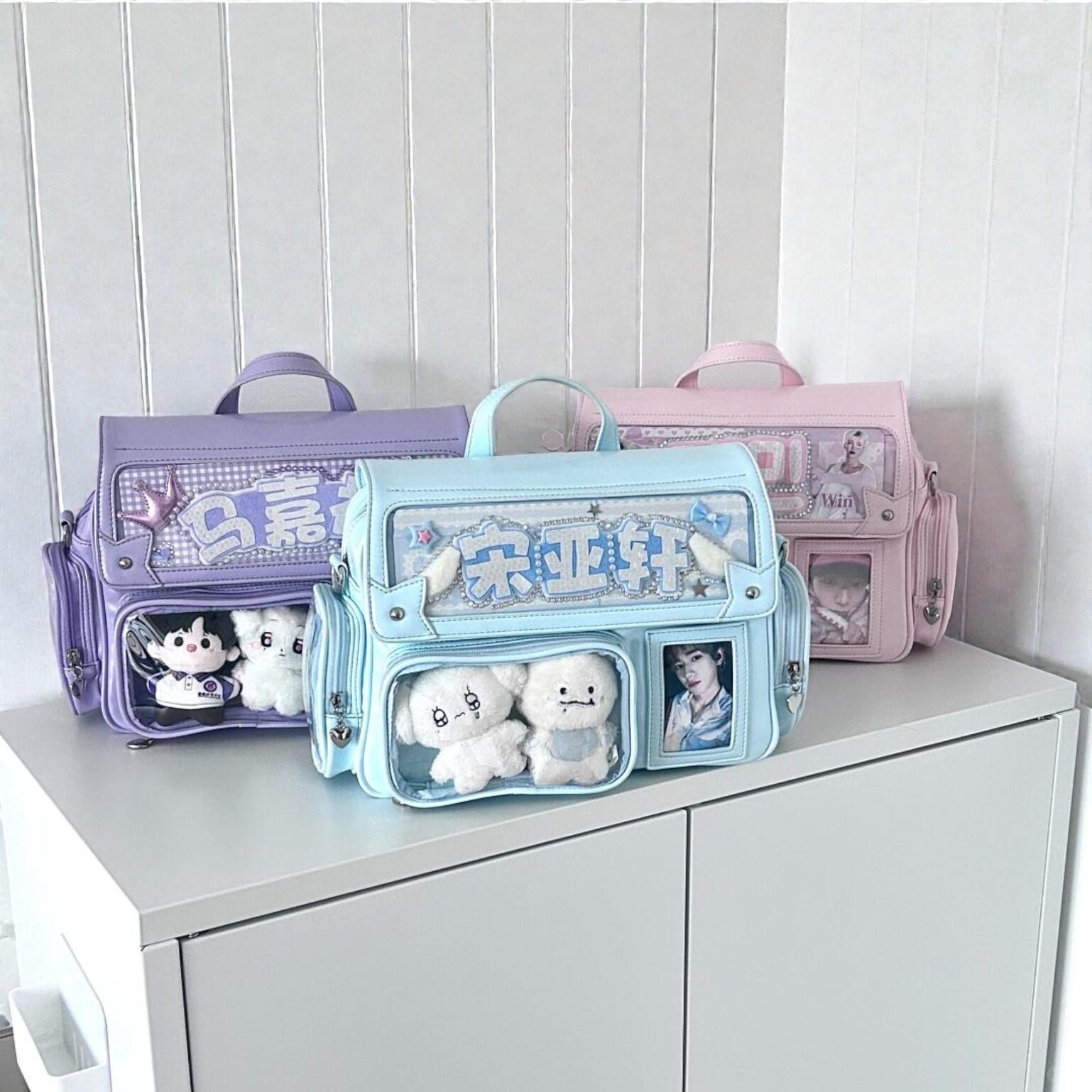Pastel Kawaii Ita Backpack with Clear Window for Plushies and Pins Pastel Kawaii Ita Backpack with Clear Window for Plushies and Pins — ita backpack with clear display window