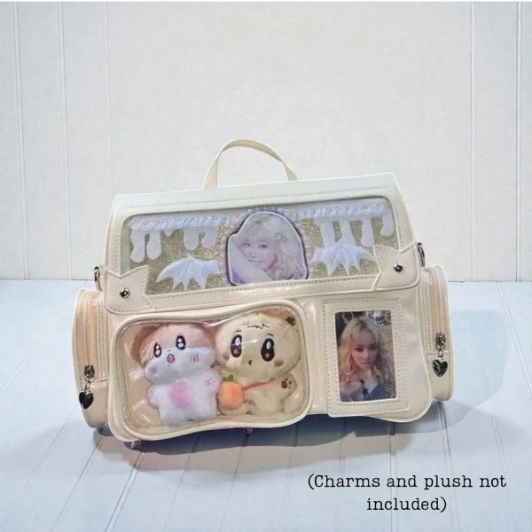 Pastel Kawaii Ita Backpack with Clear Window for Plushies and Pins — ita backpack detail view