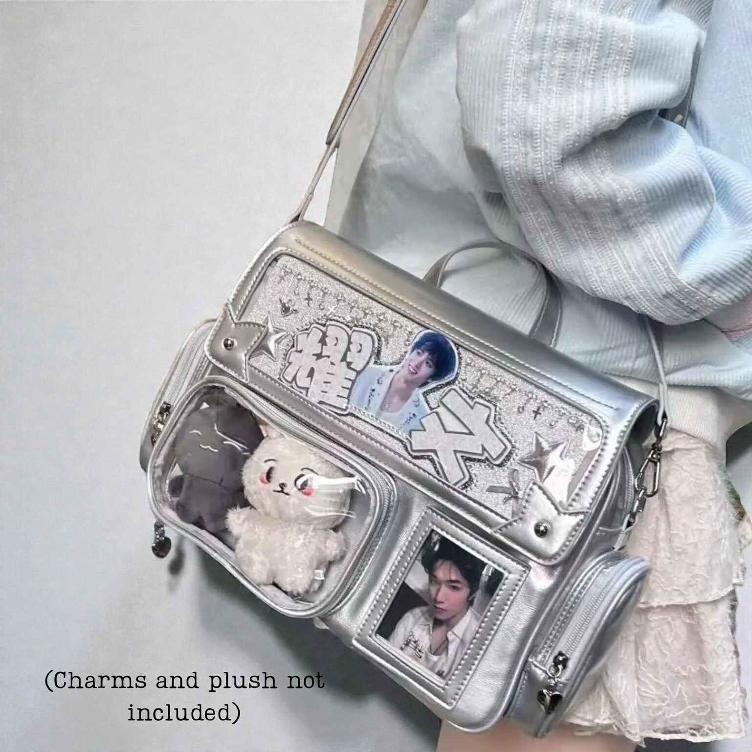 Pastel Kawaii Ita Backpack with Clear Window for Plushies and Pins Pastel Kawaii Ita Backpack with Clear Window for Plushies and Pins — ita backpack detail view