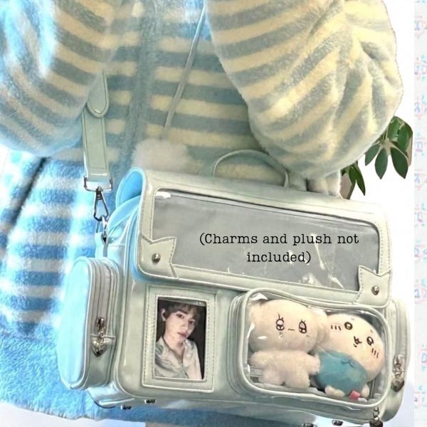 Pastel Kawaii Ita Backpack with Clear Window for Plushies and Pins — ita backpack detail view