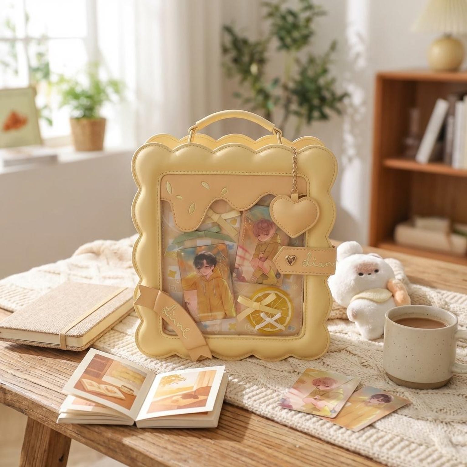 Pastel Kawaii Ita Purse with Clear Window for Photocards and Pins Pastel Kawaii Ita Purse with Clear Window for Photocards and Pins — ita bag detail view