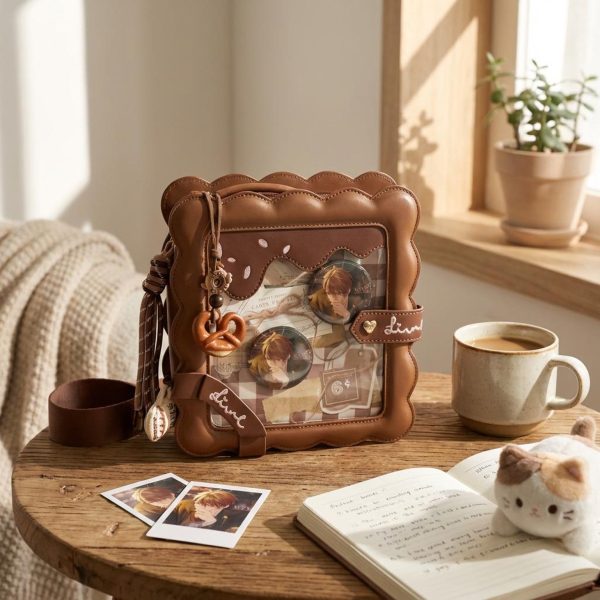 Pastel Kawaii Ita Purse with Clear Window for Photocards and Pins — ita bag detail view