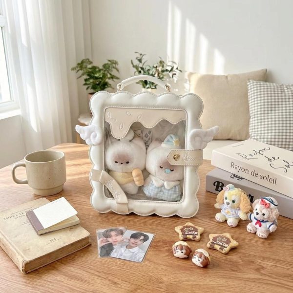 Pastel Kawaii Ita Purse with Clear Window for Photocards and Pins — ita bag detail view