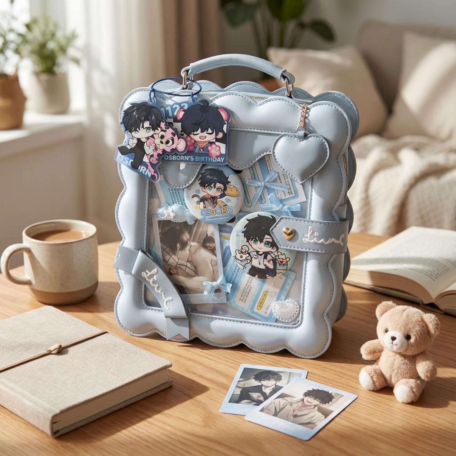 Pastel Kawaii Ita Purse with Clear Window for Photocards and Pins Pastel Kawaii Ita Purse with Clear Window for Photocards and Pins — ita bag detail view