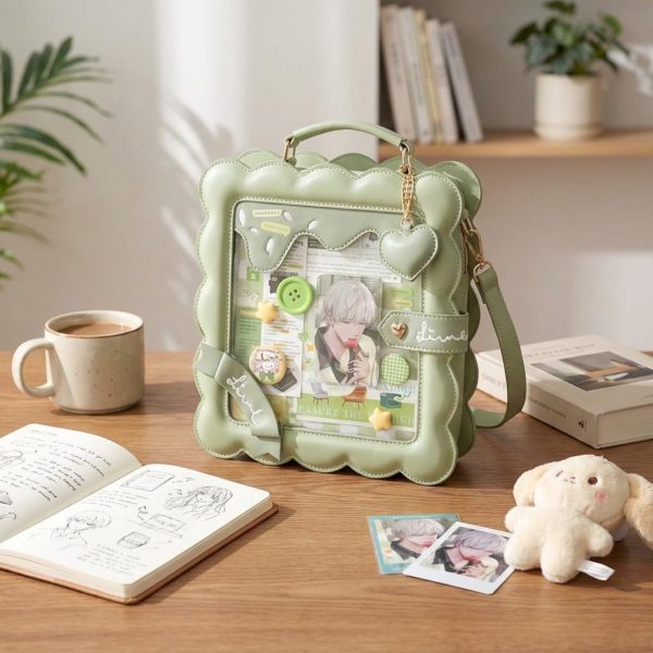 Pastel Kawaii Ita Purse with Clear Window for Photocards and Pins — ita bag with clear display window