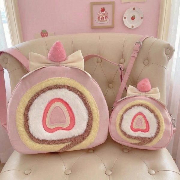 Pastel Kawaii Strawberry Ita Backpack for Plushies and Pins — ita backpack with clear display window