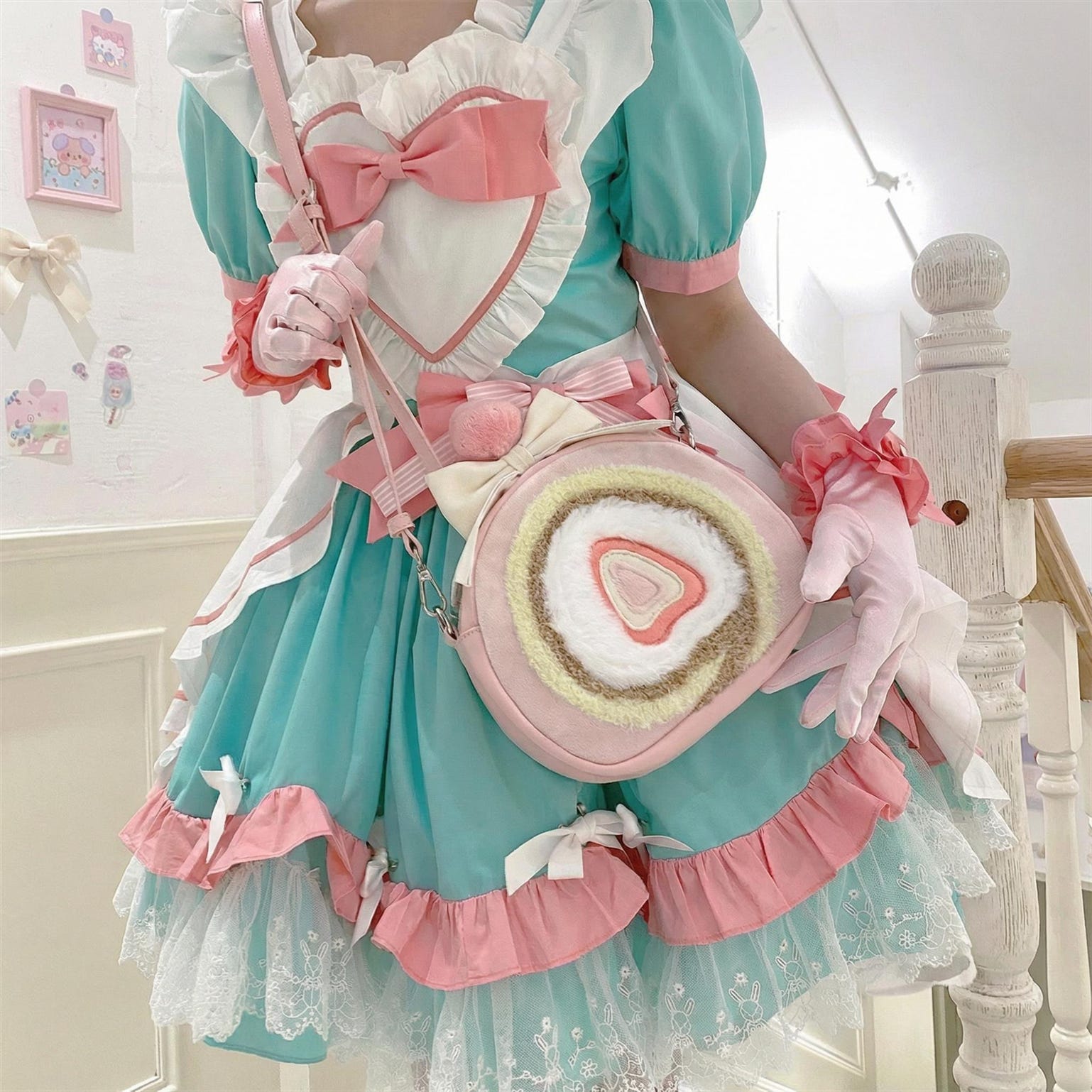 Pastel Kawaii Strawberry Ita Backpack for Plushies and Pins Pastel Kawaii Strawberry Ita Backpack for Plushies and Pins — ita backpack detail view