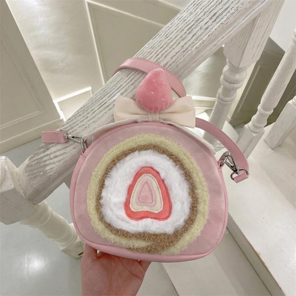 Pastel Kawaii Strawberry Ita Backpack for Plushies and Pins — ita backpack detail view