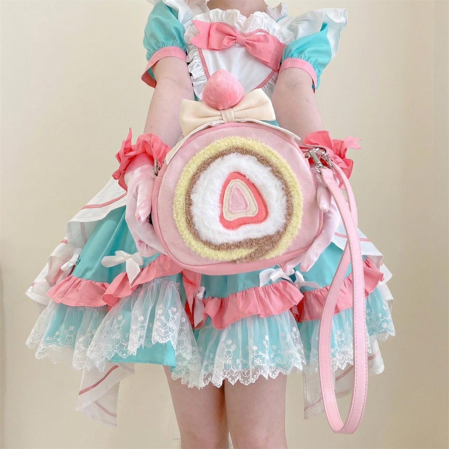 Pastel Kawaii Strawberry Ita Backpack for Plushies and Pins Pastel Kawaii Strawberry Ita Backpack for Plushies and Pins — ita backpack detail view