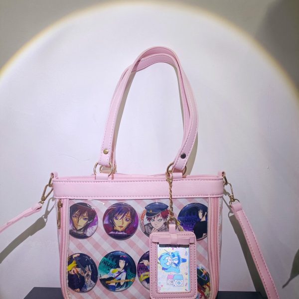 Pink Convertible Ita Bag with Clear Window for Pin Display — ita bag with clear display window
