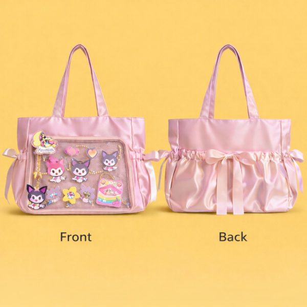 Pink Ita Crossbody Bag for Pin Display — crossbody ita bag detail view