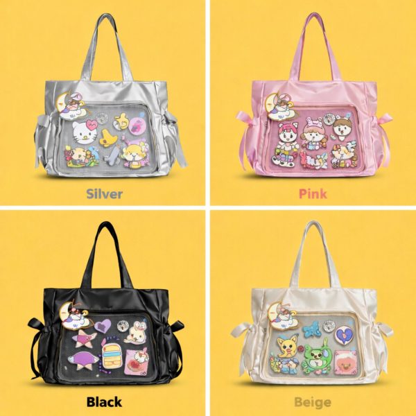 Pink Ita Crossbody Bag for Pin Display — crossbody ita bag detail view