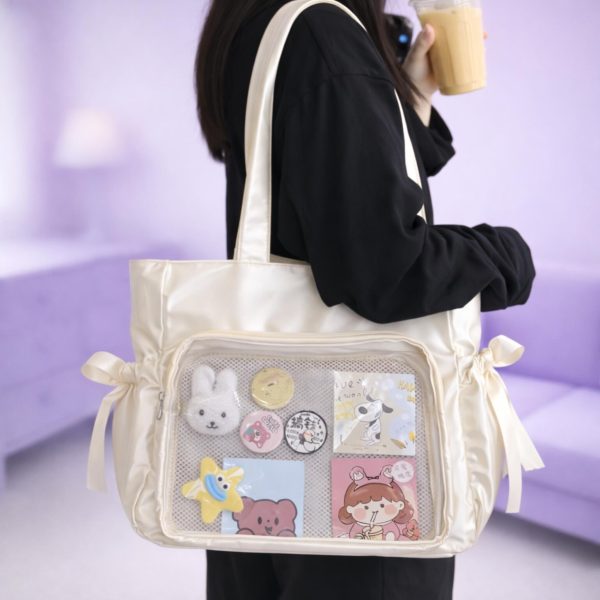 Pink Ita Crossbody Bag for Pin Display — crossbody ita bag detail view
