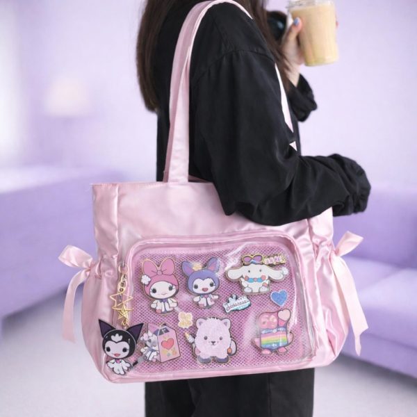 Pink Ita Crossbody Bag for Pin Display — crossbody ita bag with clear display window