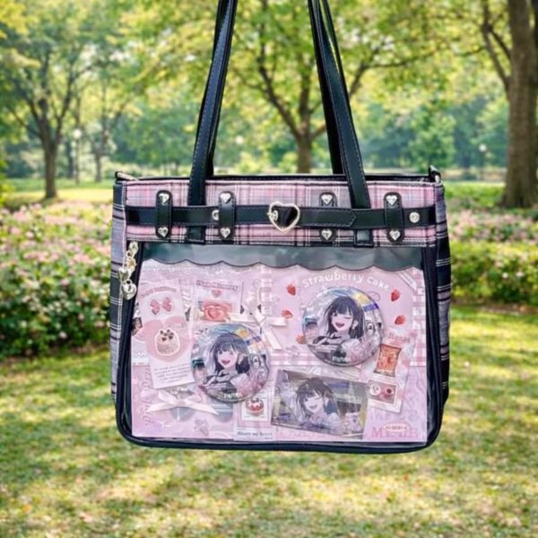 Pink Ita Tote Bag for Pin Display — ita tote bag detail view