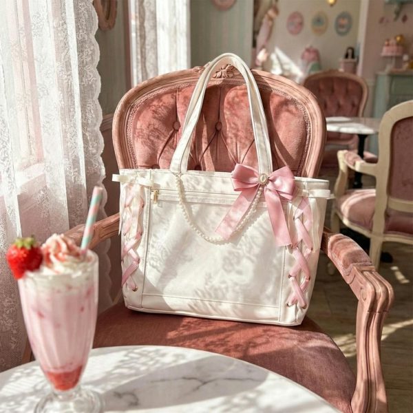 Pink Kawaii Convertible Ita Bag for Pin Display — ita bag detail view