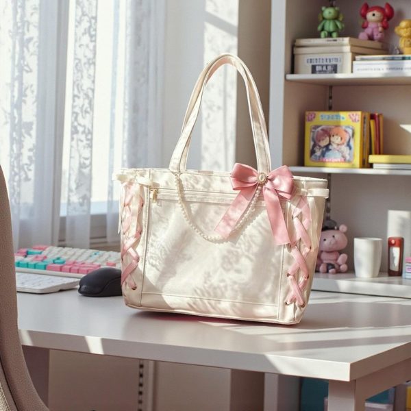 Pink Kawaii Convertible Ita Bag for Pin Display — ita bag detail view