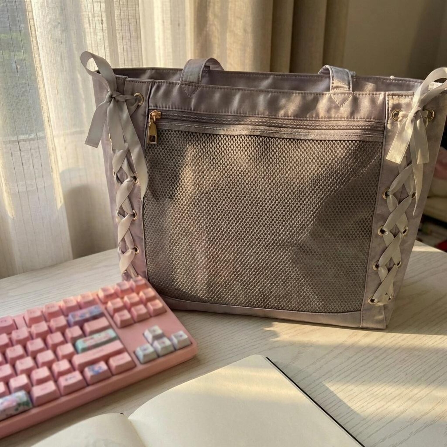 Pink Kawaii Convertible Ita Bag for Pin Display Pink Kawaii Convertible Ita Bag for Pin Display — ita bag detail view