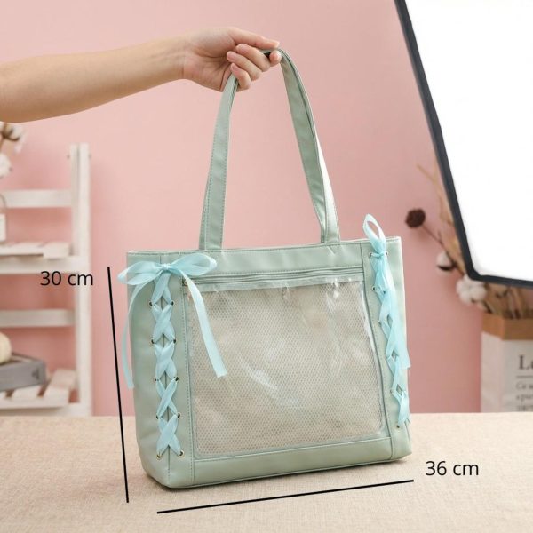Pink Kawaii Convertible Ita Bag for Pin Display — ita bag detail view