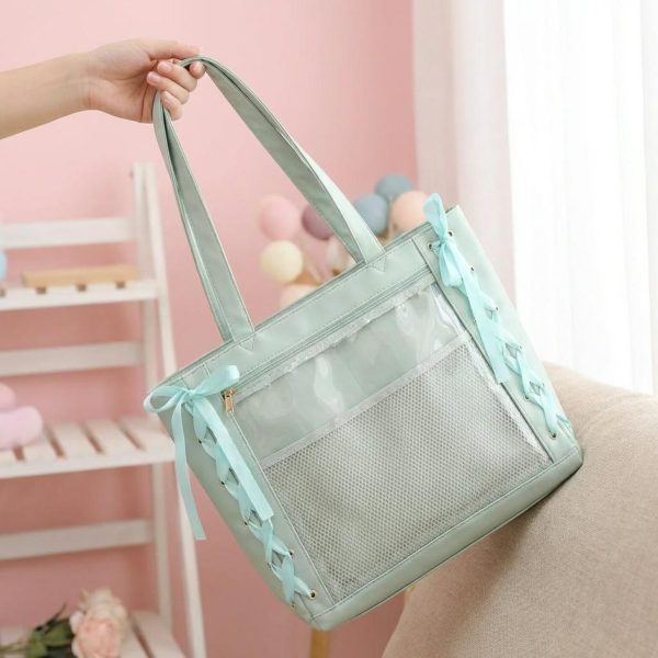 Pink Kawaii Convertible Ita Bag for Pin Display — ita bag detail view