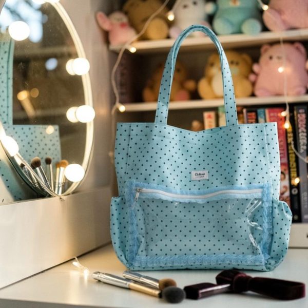 Pink Kawaii Convertible Ita Bag with Clear Window for Pin Display — ita bag detail view