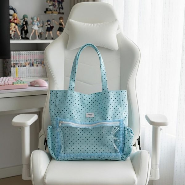 Pink Kawaii Convertible Ita Bag with Clear Window for Pin Display — ita bag detail view