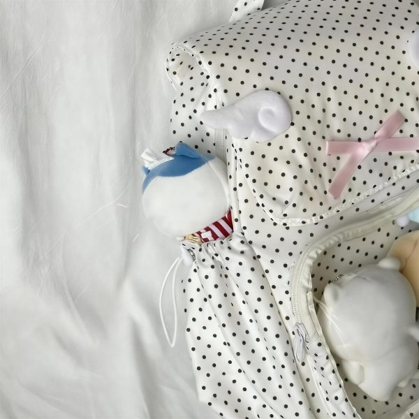 Pink Kawaii Y2K Ita Backpack with Clear Window for Plushies and Pins — ita backpack detail view