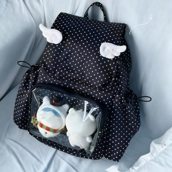 Pink Kawaii Y2K Ita Backpack with Clear Window for Plushies and Pins — ita backpack detail view