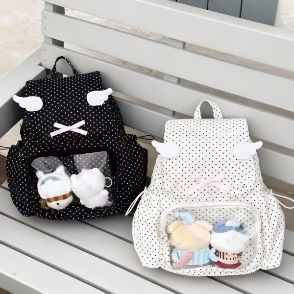 Pink Kawaii Y2K Ita Backpack with Clear Window for Plushies and Pins — ita backpack detail view
