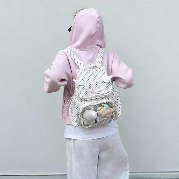 Pink Kawaii Y2K Ita Backpack with Clear Window for Plushies and Pins — ita backpack with clear display window