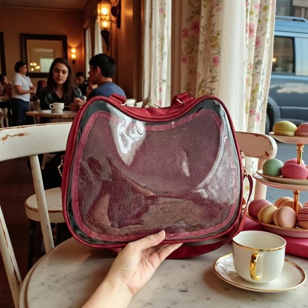 Purple Kawaii Convertible Ita Bag with Clear Window for Pin Display — ita bag detail view