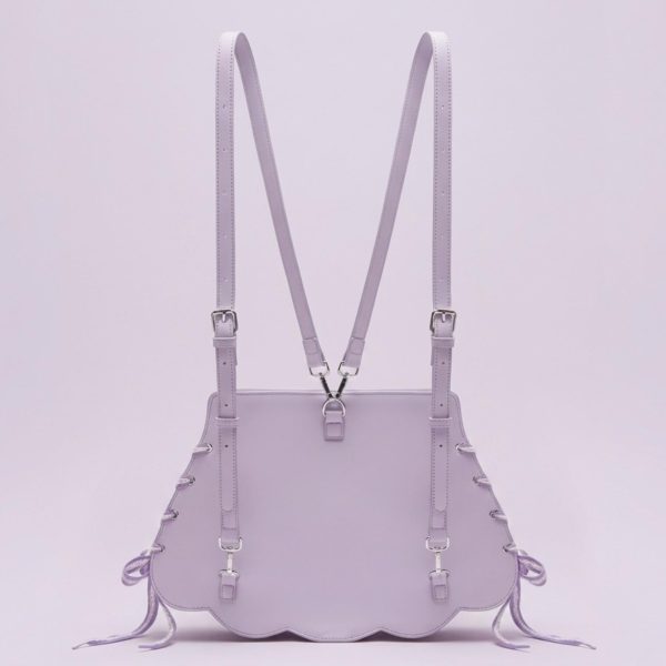 Purple Kawaii Ita Crossbody Bag for Pin Display — crossbody ita bag detail view