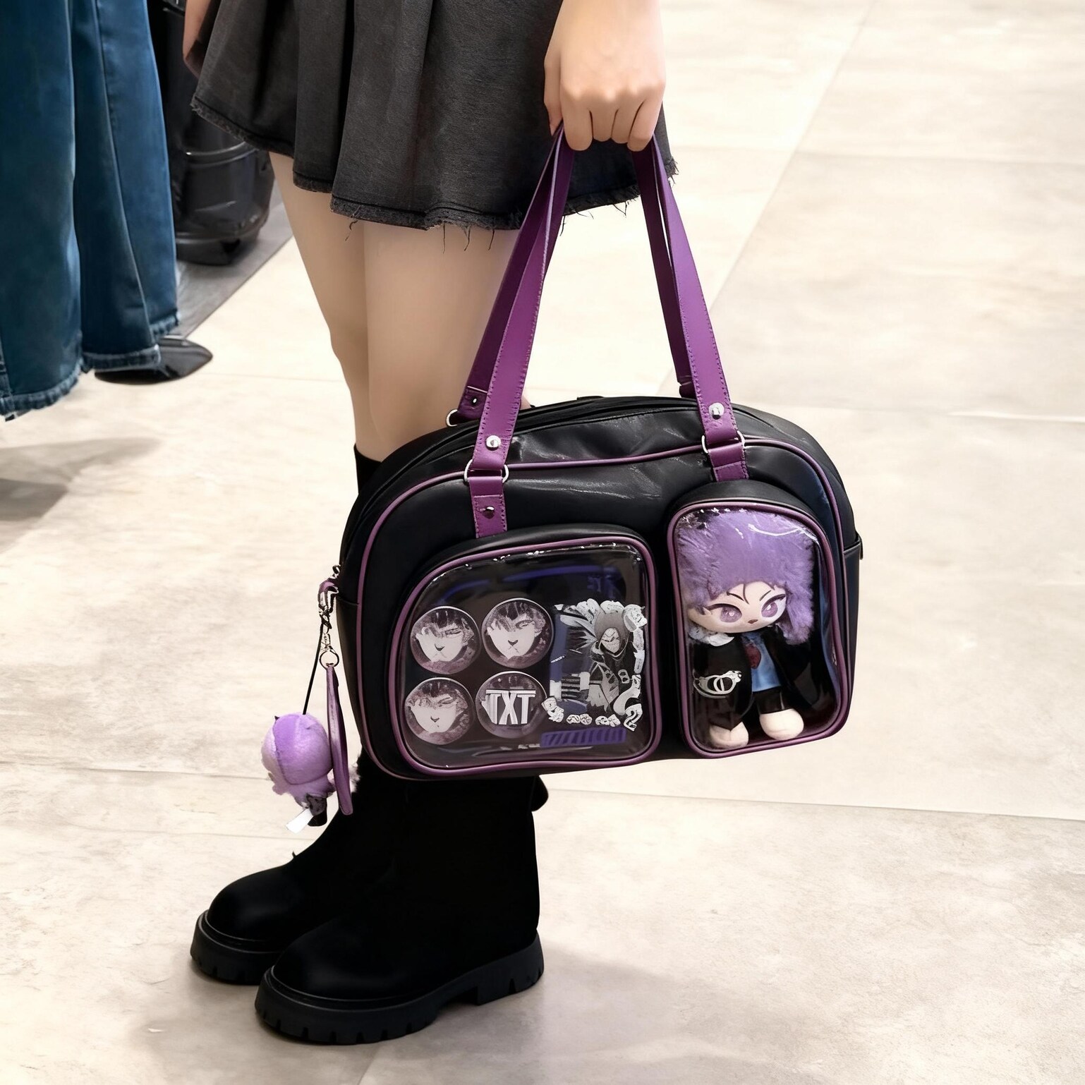 Purple Y2K Ita Shoulder Bag for Plushies and Pins