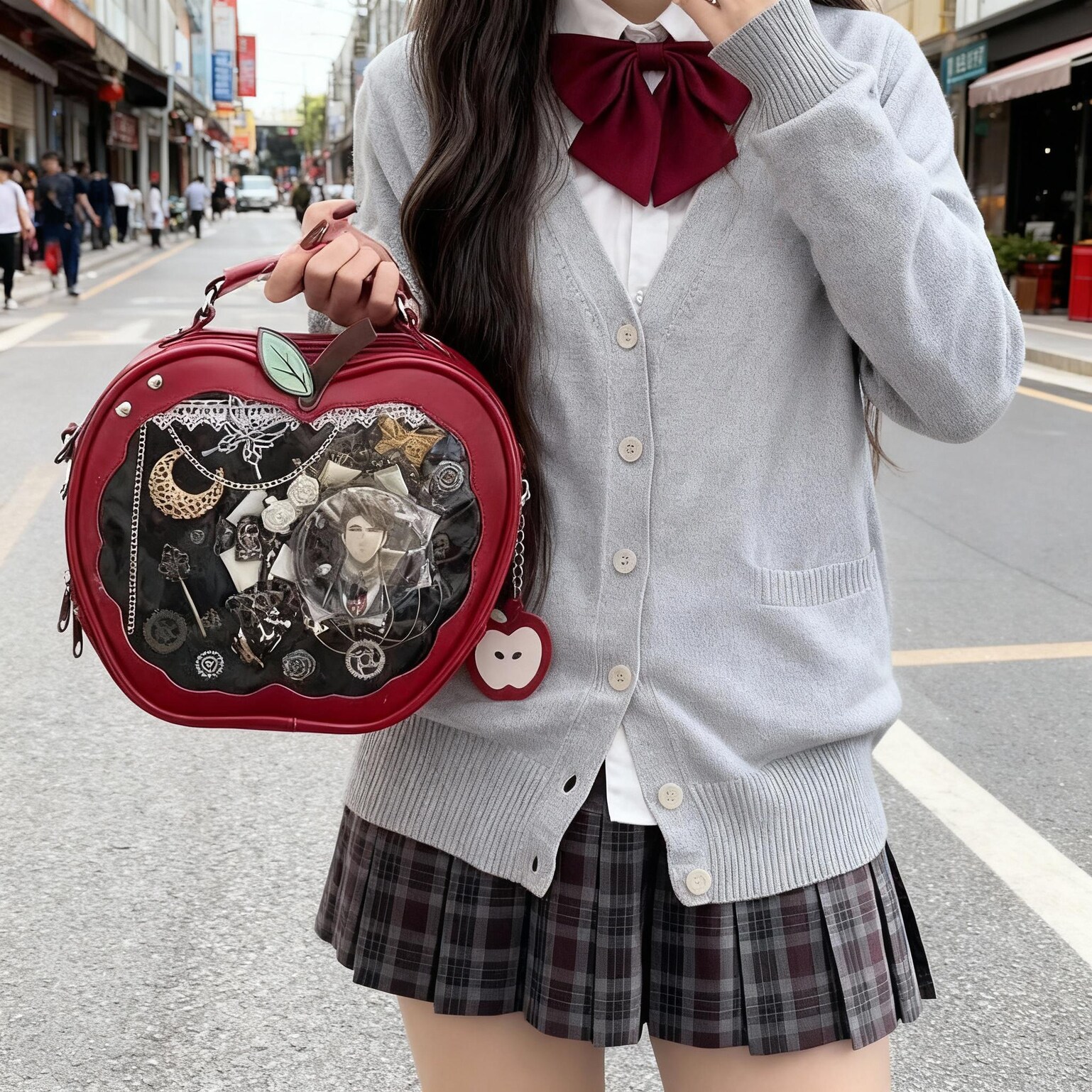 Red Apple Ita Backpack with Clear Window for Plushies and Pins Red Apple Ita Backpack with Clear Window for Plushies and Pins — ita backpack with clear display window