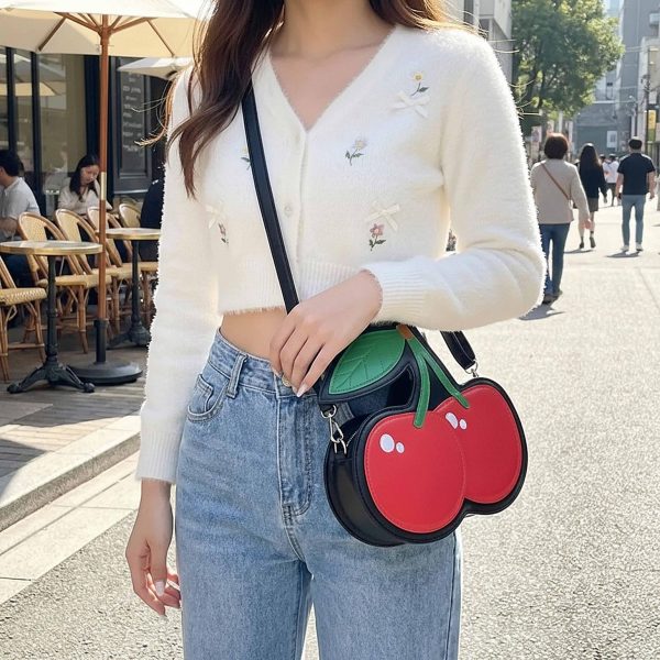 Red Cherry Crossbody Bag — crossbody ita bag detail view