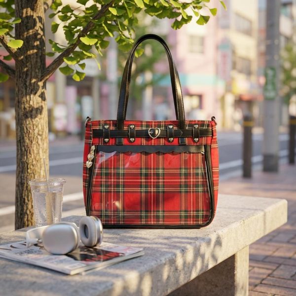 Red Kawaii Convertible Ita Bag for Pin Display — ita bag detail view