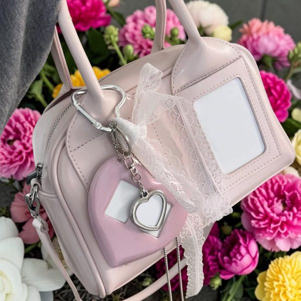Red Kawaii Convertible Ita Bag with Clear Window for Pin Display — ita bag with clear display window