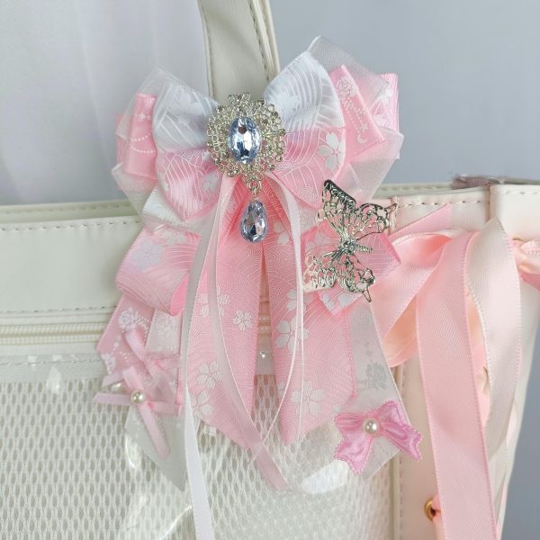 Ribbon Ita Shoulder Bag with Clear Window for Plushies and Pins — crossbody ita bag detail view