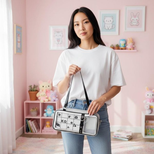 Silver Kawaii Convertible Ita Bag for Pin Display — ita bag detail view